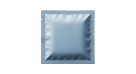 Blue foil square packaging for product or medicine isolated PNG with Transparent Background