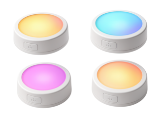 Wi-Fi smart LED puck lights for modern homes, perfect for TV placement with vibrant colors.
