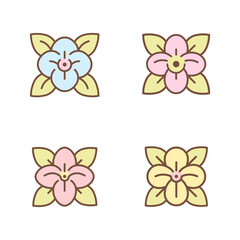 Orchid flower icon. Set of 4 geometric shape for decorating packaging and perfumes.