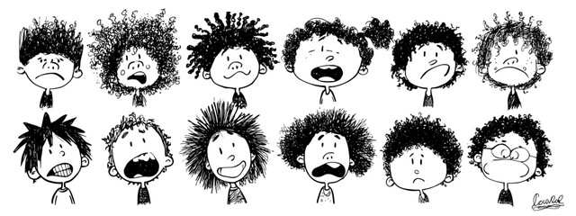 Cartoon characters showcasing various emotions