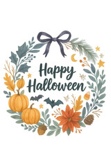 Fototapeta premium Happy Halloween greeting background isolated on white , PNG vector illustration