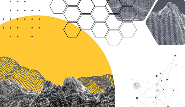 Abstract wireframe background. Modern science or technology art elements. Surface illustration.