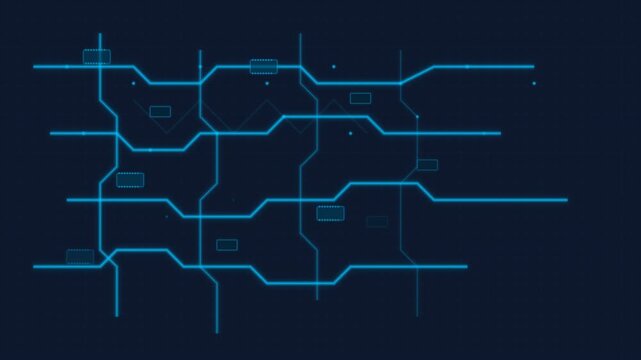 Futuristic digital interface H U D element with glowing blue lines and data points on dark background abstract technology