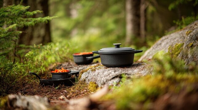 Outdoor Cooking Cast Iron Pot Set - Camping & Wilderness - nature food - Powered by Adobe