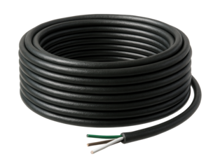 Weatherproof wire for outdoor lighting in residential gardens.