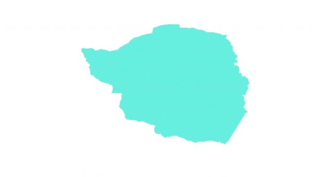 Zimbabwe map outline animation with alpha channel with connectivity, Technology