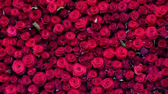 Red roses background with romantic floral texture and elegant seamless pattern view