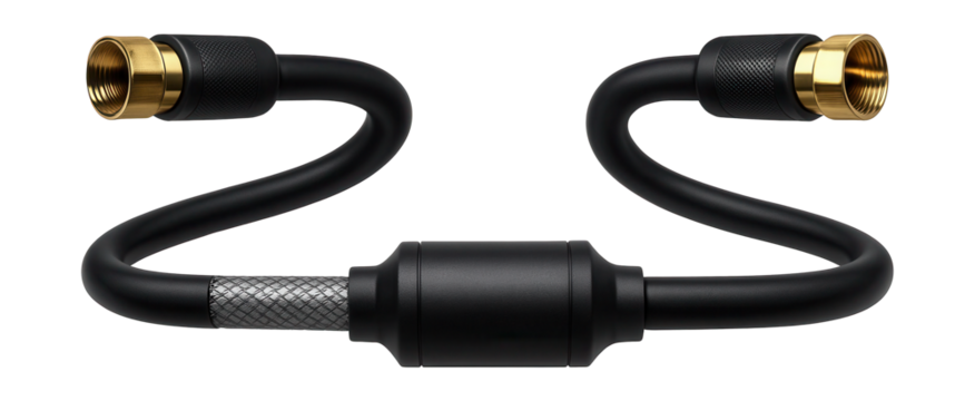 Coaxial cable with surge protection for devices in storm-prone areas.