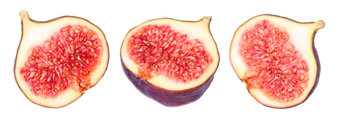 Halves of fresh figs isolated on white