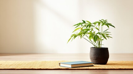 Plant, Book, and Home Decor - Calming Minimalist Scene