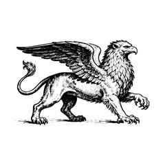 Gryphon Mythical Creature Engraving Vector Illustration