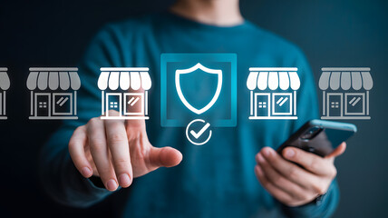 Secure your local business with seamless digital protection through mobile device, ensuring peace of mind for your storefronts and business operations