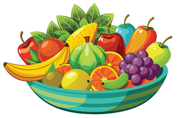 Colorful array of vibrant fruits fills a striped bowl, creating a healthy and appealing visual