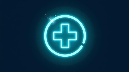 blue neon medical cross symbol