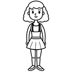 Summer girl outline on white background