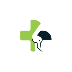 Knee Bone Logo designs template with cross, Knee Care logo concept, Health Business concept, vector icon illustration