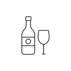 Wine Bottle and Glass Vector Icon Alcohol Drink Bar Illustration