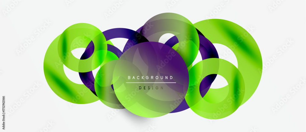 Wall mural abstract vibrant design features overlapping circles, gradients. modern composition utilizes green, 