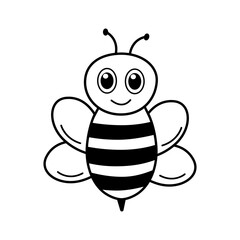 Funny cartoon bee icon. Vector illustration isolated on white.