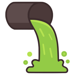 Chemical waste discharge from the pipe toxic flat color vector illustration template design