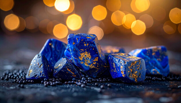 Lapis Lazuli Gemstones with Bokeh