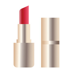 Stylish Lipstick Set | Red Lipsticks with Black Cap Illustration.