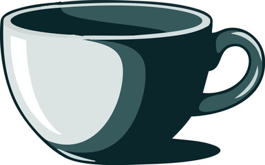 Simple illustration of a dark teal coffee cup on a white background