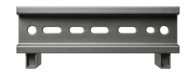 A sturdy DIN rail for securely mounting heavy transformers in home power panels.