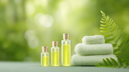 Spa Oil, Towels, Nature - Wellness and Relaxation Beauty