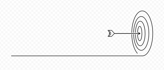 Single line target. Line art style. Continuous one line drawing target with arrow