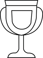 Trophy Outline Vector Illustration: Simple Black and White Award Icon, Achievement Symbol, Graphic Design Element, Isolated Line Art Image