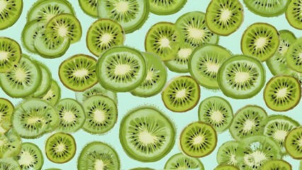 Fototapeta premium Artistic kiwi slice texture wallpaper in sharp focus