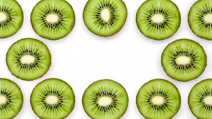 Fototapeta premium Minimalist kiwi background of bright green slices