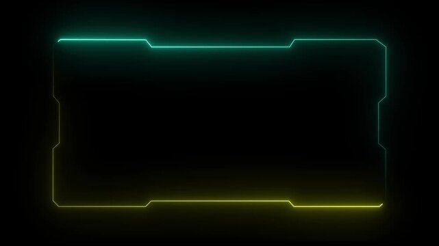 Futuristic digital HUD cyber frame technology for video overlay templates. Digital HUD futuristic motion graphic element cyber generated background. security hologram frame border 4k animation..