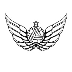 baseball team logo with wings and stars in a beautiful stripe