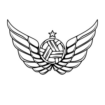 baseball team logo with wings and stars in a beautiful stripe