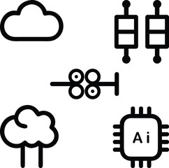 Vector art of artificial intelligence and cloud computing icons