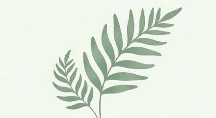 Sage green fern silhouette against light background brings subtle nature vibes and quiet freshness