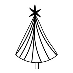 Outline christmas tree with garland festive holiday decoration