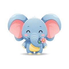 Naklejka premium Cute Elephant Flower Mascot
