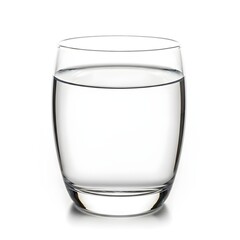 Clear glass of fresh pure water isolated on white background-hydration and healthy lifestyle concept
