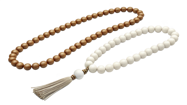 Two decorative beaded garlands isolated on transparent background for home decor