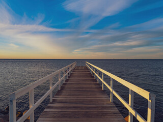 Fototapeta premium pier on the sea ,sunset time