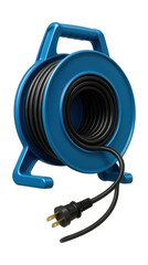 Plastic extension cord reel ideal for keeping cords organized in a home office.