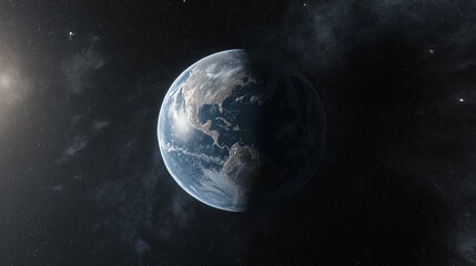 Shining sun illuminates Earth from space