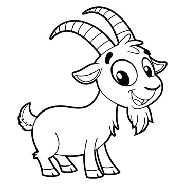 Cute Monochrome Farm Goat Illustration