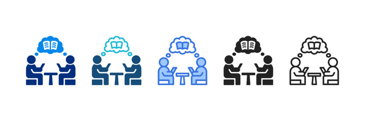 Team Study Icon Set Multiple Style Vector Illustration 