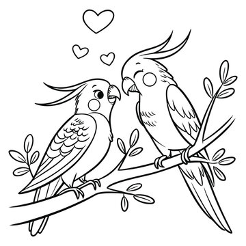 Happy Roosters Black White Cartoon