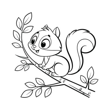Happy Squirrel Character Ink Sketch