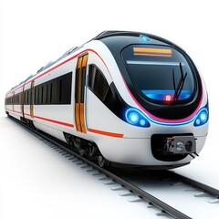 A modern train on white background.